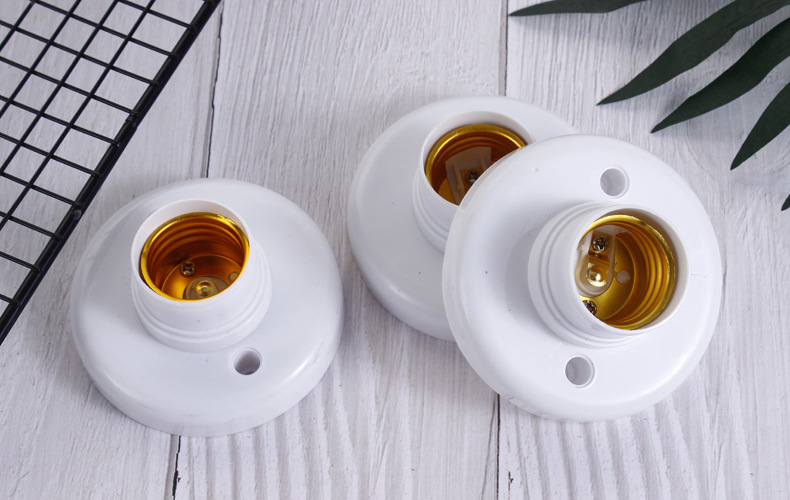 Description Picture 5 of item5-50pcs E27 Screw Cap Socket White Gold Ceiling Light Lamp Bulb Fixing Base Stand Light Bulb Holder Lamp Socket For Home 6A 250V