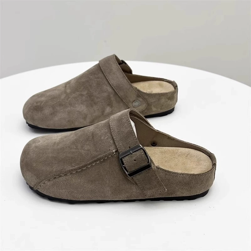 Ретро Баотоу полутапок для женщин на весну 2025, универсальная однолапая Lazy rounded toe, толсто подошва, обувь