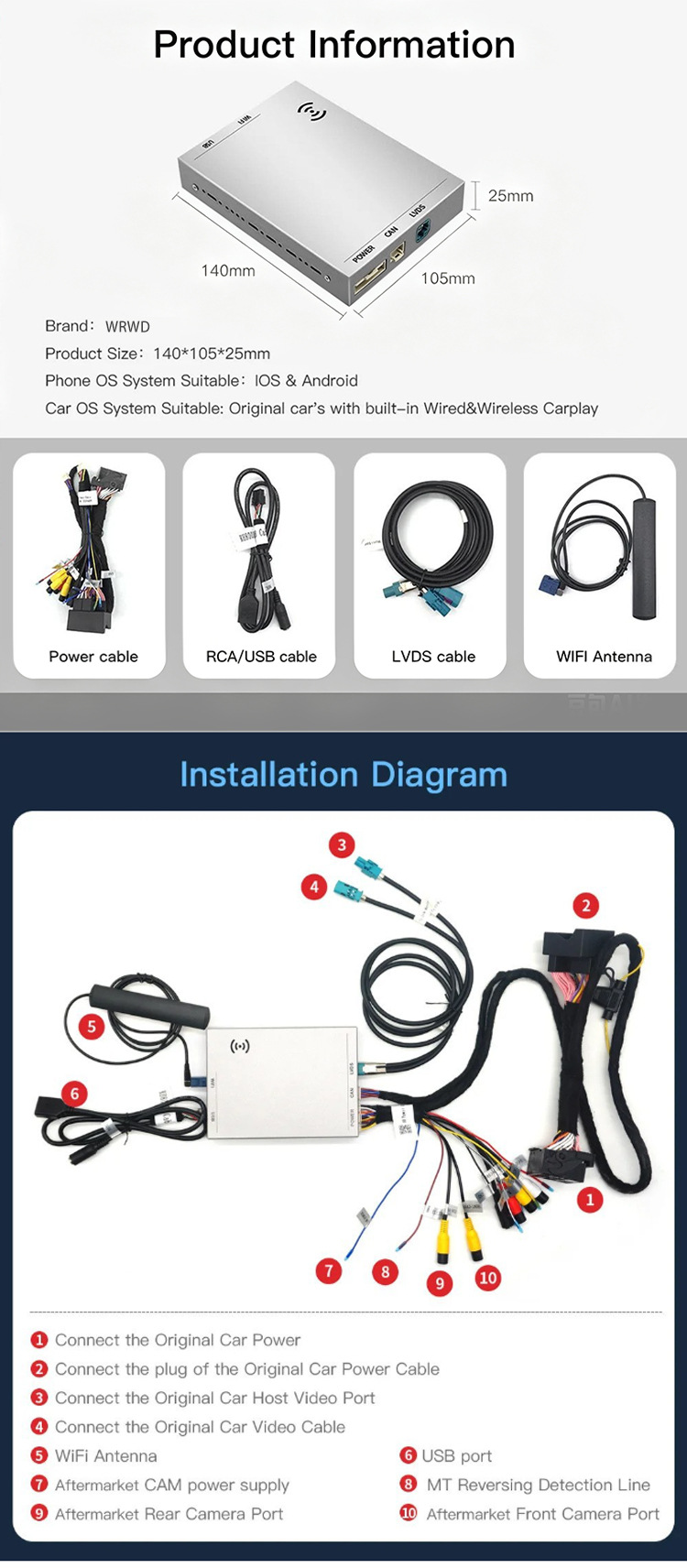 Suitable for Jaguar Land Rover wireless Apple Carplay Android Auto navigation Bosch Harman system