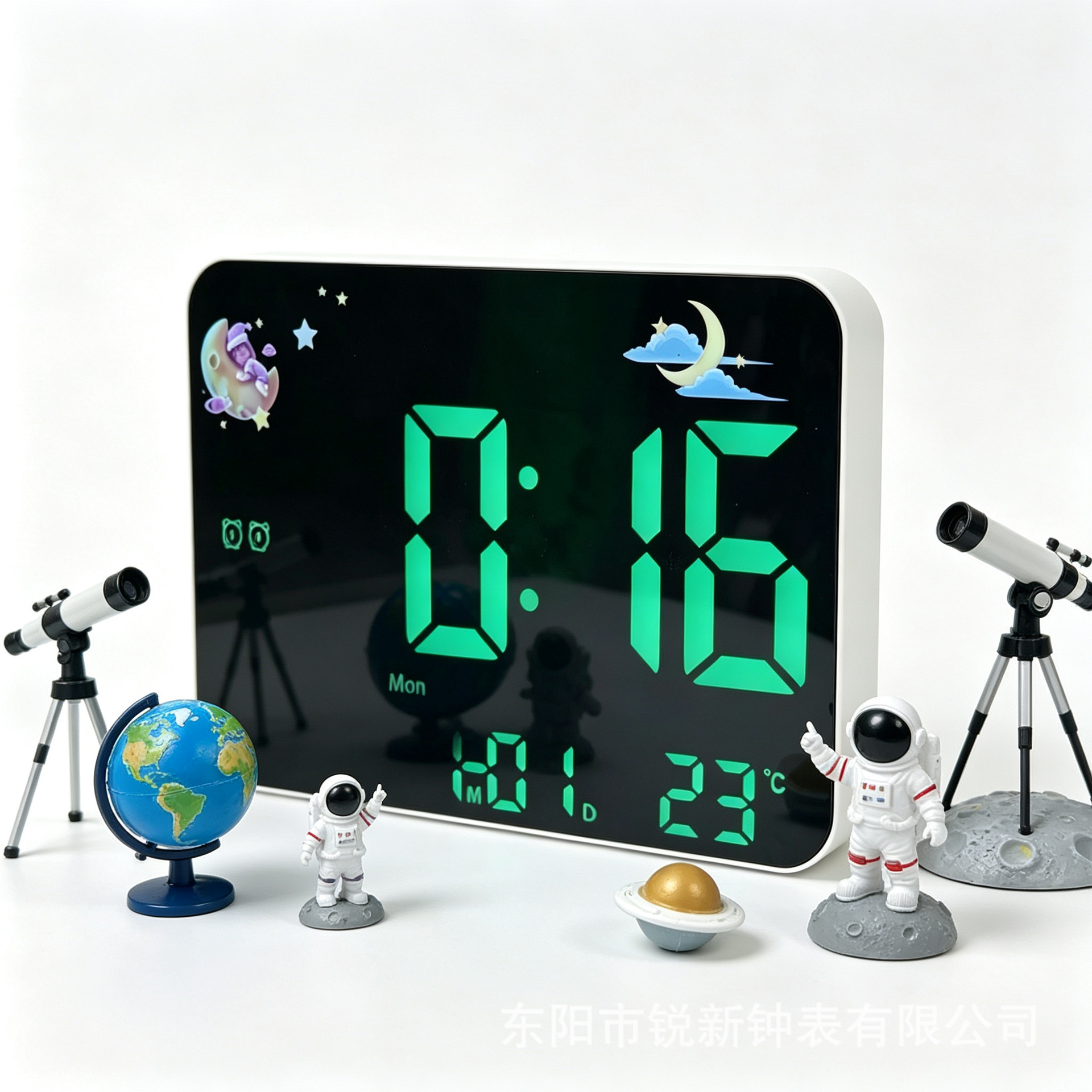Reloj de espejo creativo más vendido de Amazon, reloj multifuncional con pantalla LED de temperatura, diseño simple con indicador del día de la semana 2715