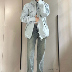 2025春秋季冲锋衣户外防风防水登山男女夹克外套黑色以太蓝