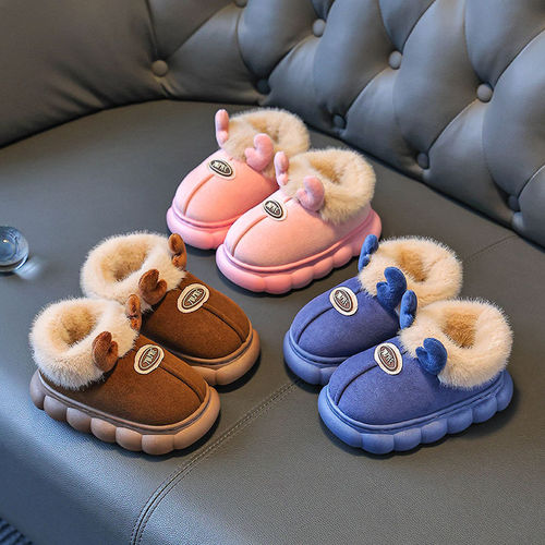 Children's winter cotton shoes, unisex new cartoon warm anti-slip home and outdoor baby cotton shoes