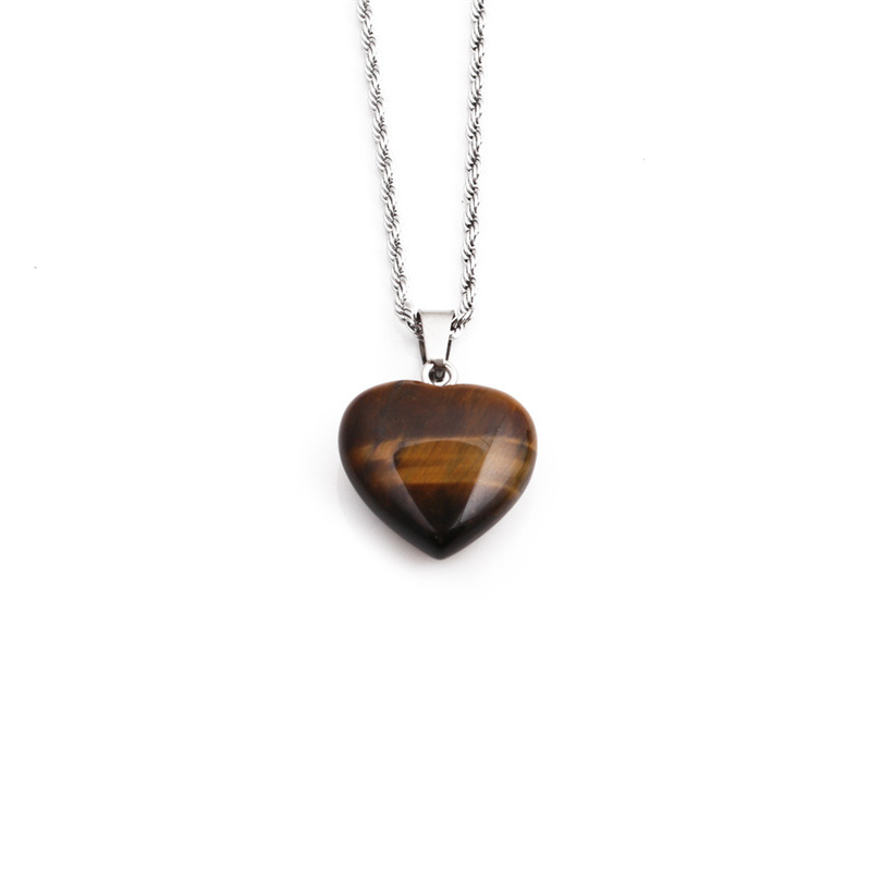 Natural Stone Peach Heart Pendant Fashion Necklaces Wholesale Jewelry Nihaojewelry display picture 12