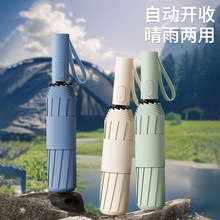 多龙骨加固抗风雨伞黑胶防晒自动三折伞商务礼品伞可定制广告logo