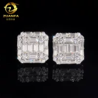 Diamond Advanced S925 Серебряный мозазит квадратная пара мальчиков и девочек серьги серьги серьги спот оптовый производитель