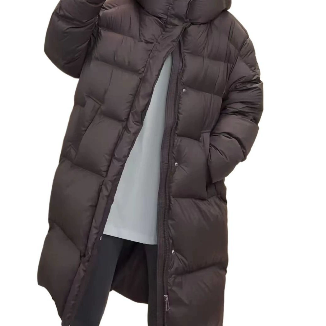 Velvet down jacket, long hat with down, white clothing, duck down, mid-length