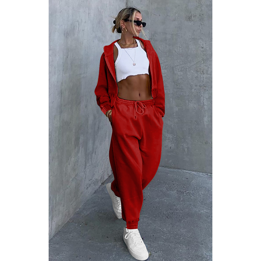 Women's Jacket Padded Sweatshirt Hooded Casual Sweatshirt Two Piece Set_voghion.com