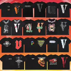 Summer Classic VLONE FOG Mosaic Digital Print Short Sleeve Loose Fit Unisex T-Shirt Streetwear Trendy Brand European American