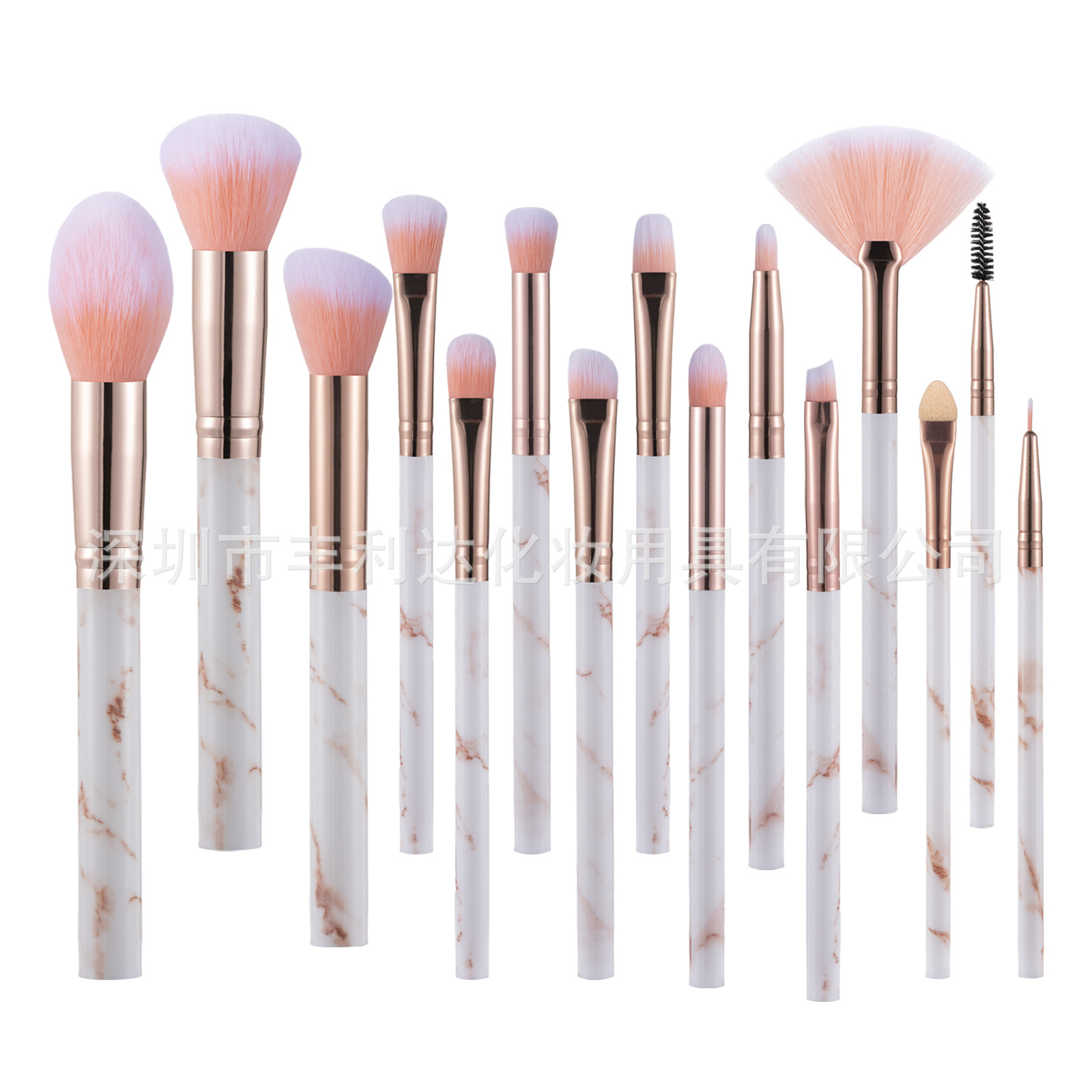El mismo conjunto de cepillo de maquillaje de mármol 15 cepillo de maquillaje de textura para principiantes herramientas de pintura a granel cepillo blush