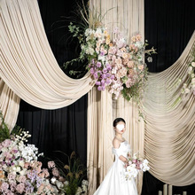 ⭐香槟牛奶丝弹力布婚庆布幔背景布料吊顶婚礼堂舞台顶部装饰布