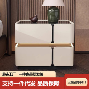 New Italian Light Luxury Bedside Table Storage Bedside Solid Wood Bedroom Modern Fully Equipped Home Simple Bedside Table Bedside
