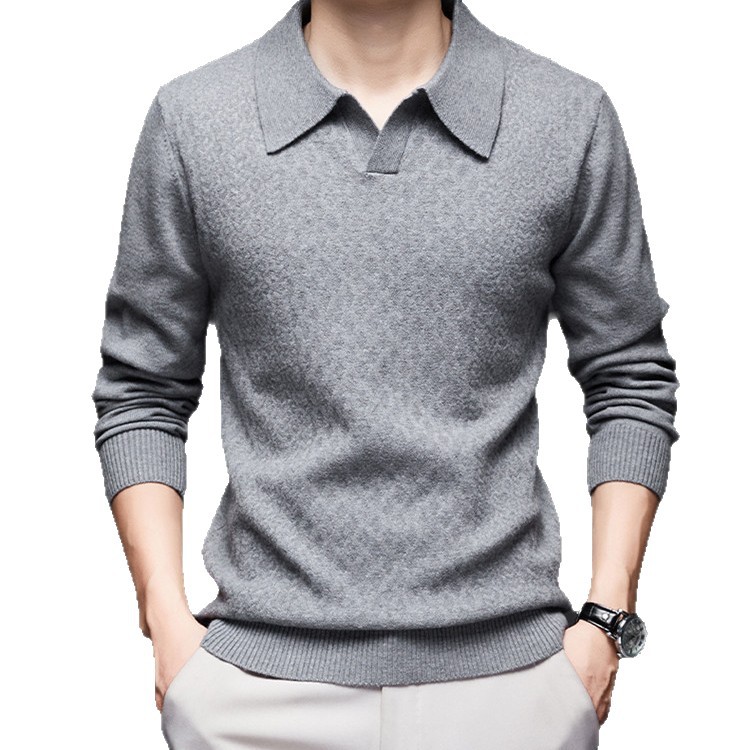 Suéter de cuello de gaviota transfronterizo para hombres otoño y invierno nuevo collar de color sólido overhead grueso camiseta de punto de moda suelta