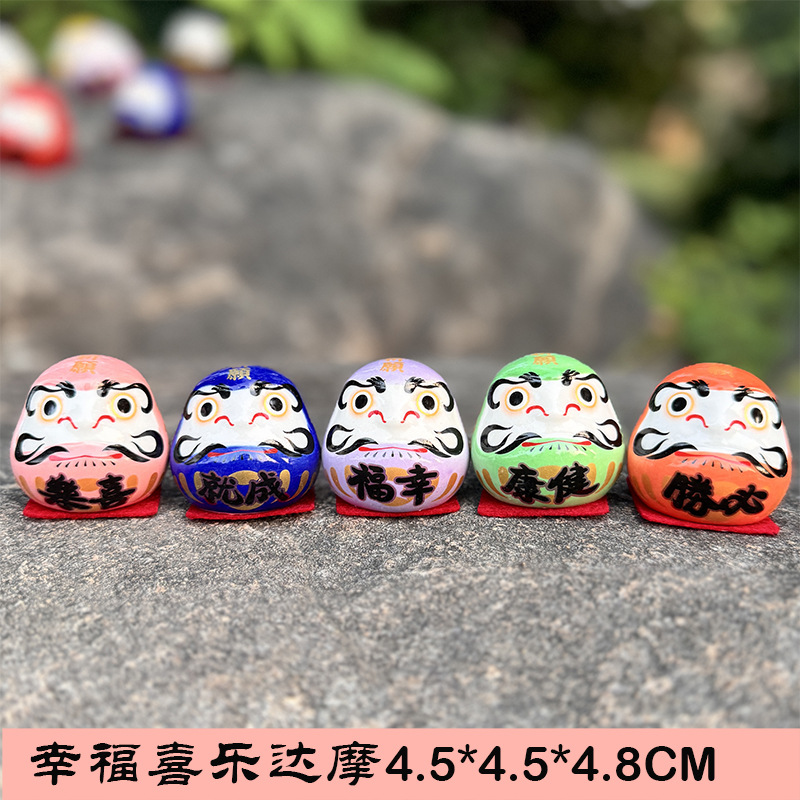 Estilo japonés Damo decoración de cerámica Japonesa Damo huevo suerte Damo pequeño tamaño mini gato afortunado decoración del coche