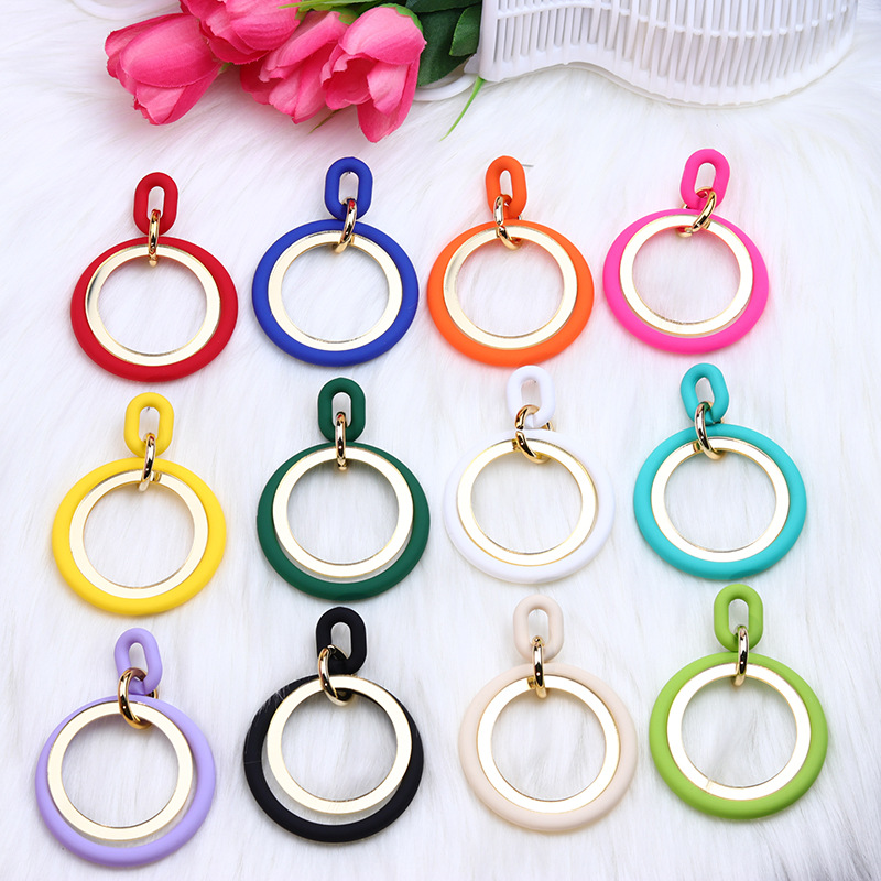 Exaggerated Circle Arylic Patchwork Women's Drop Earrings display picture 3