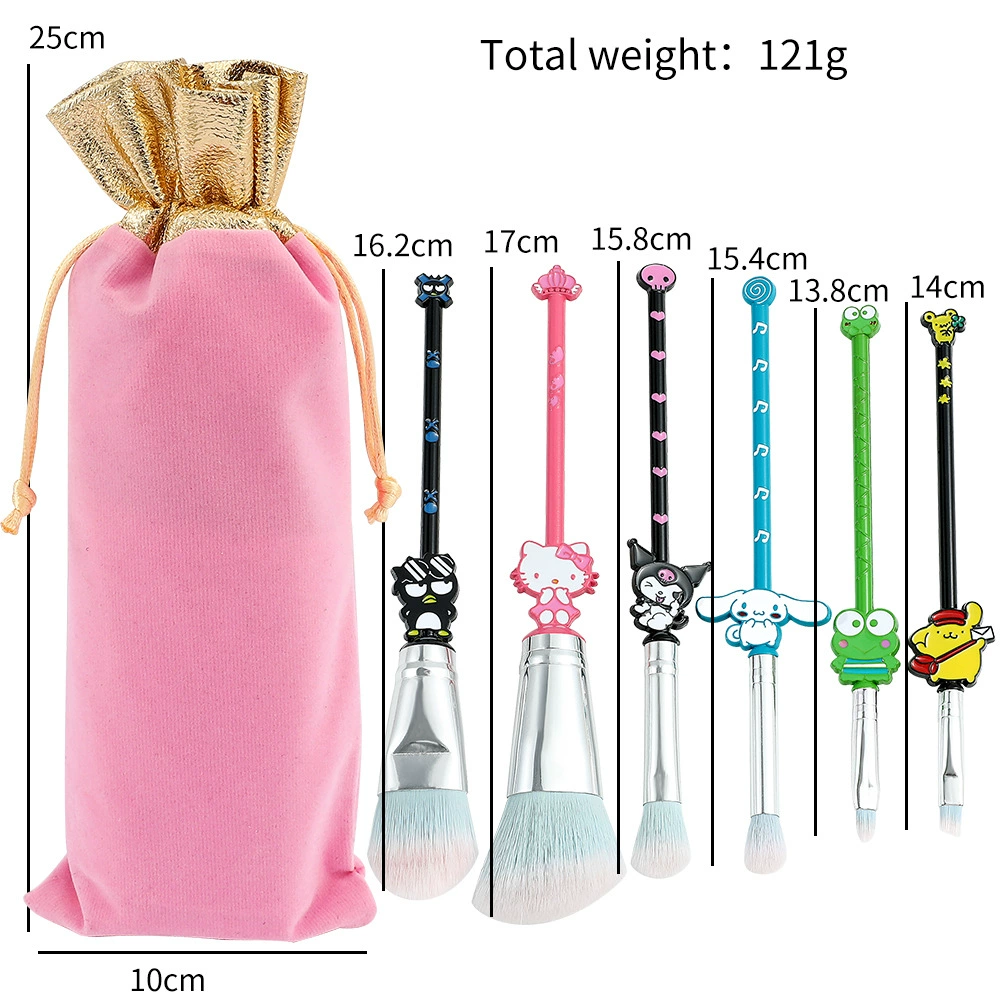 Makeup Brush Set, Hello Kitty–Style Cute Cartoon Eye Brushes, 11-piece with Cosmetic Bag Option