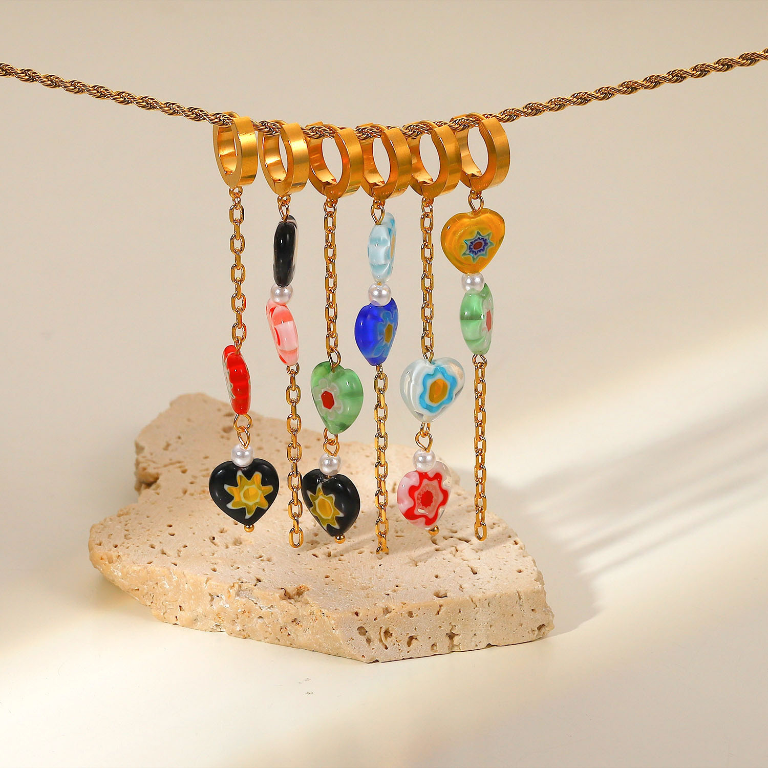 Cute Fashion Heart shape Flowers Plating Stainless Steel Earrings