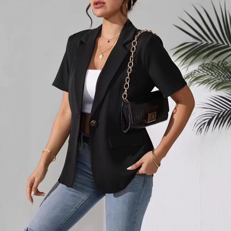 French-Style Casual Blazer Amazon Independent Site New Women's Casual Elegant Versatile Short-Sleeve Suit Jacket for Women