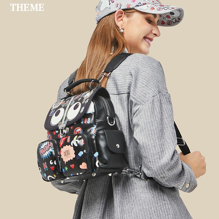 Bolso para mujer, mochila estampada nueva de 2022, bolso de viaje versátil a la moda, mochila escolar impermeable de gran capacidad, mochila 1750 #
