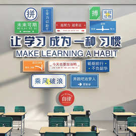 教室布置墙面装饰环创新开学期氛围学生自律励志墙贴标语班级文化