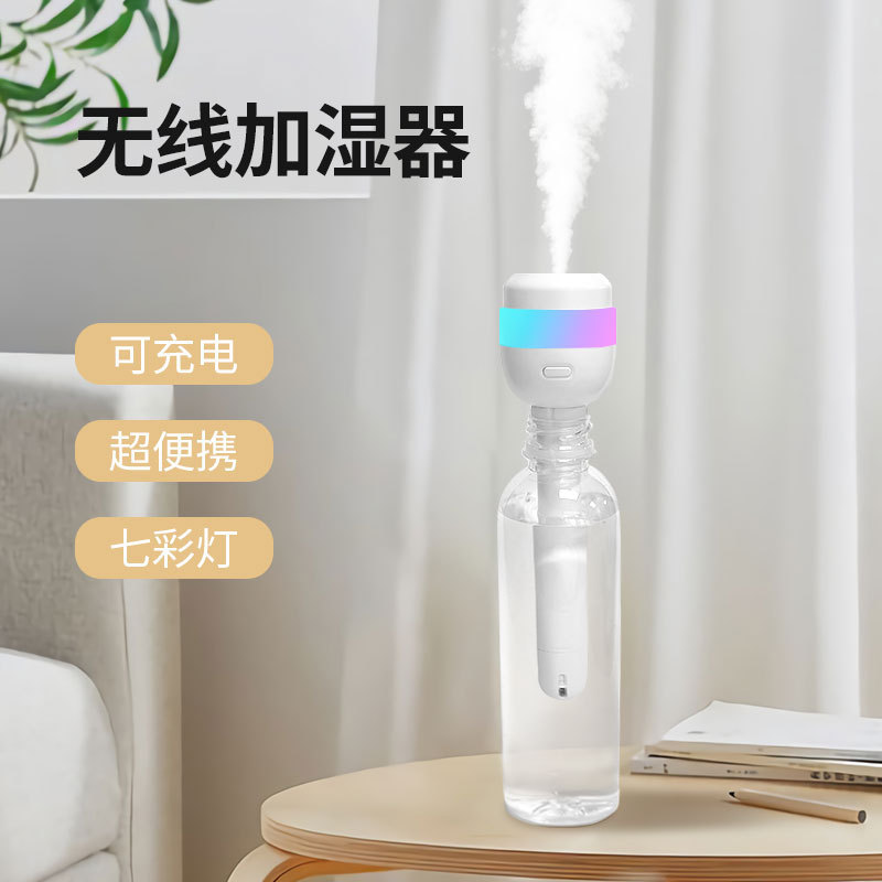 在庫あり 車載加湿器 跨境新商品 ワイヤレス ポータブル アウトドア旅行用 カラフルナイトライト 充電式 静音加湿器|undefined