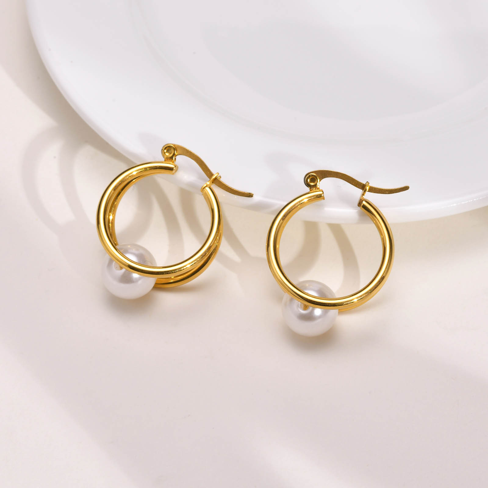 201 Stainless Steel Ear Needle Material Gold Plated Plating Material 1 Pair Retro Geometric Plating 201 Stainless Steel Gold Plated Stainless Steel Earrings