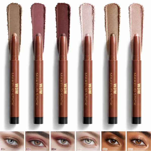 Cross-border W3W eyeshadow stick, pearlescent highlighter pen, high-gloss eyeliner eyeshadow pen, waterproof cream eyeshadow stick with built-in sharpener