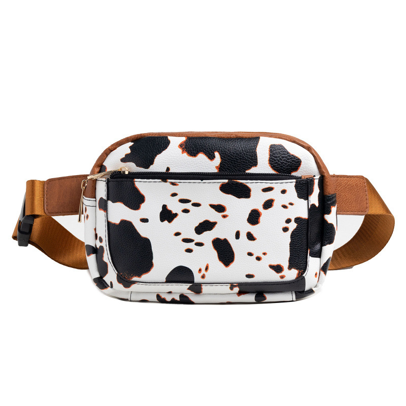 Bolsos de cinturón de impresión de vaca en stock, bolsas de cinturón de mujer en todas partes, bolsas de cinturón de cinturón, cinturón ajustable