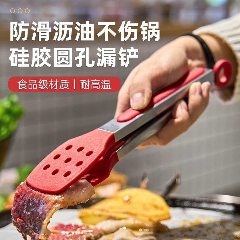 En stock clip de comida de silicona espesado clip de comida de acero inoxidable clip de barbacoa al aire libre buffet de pan filete clip de barbacoa