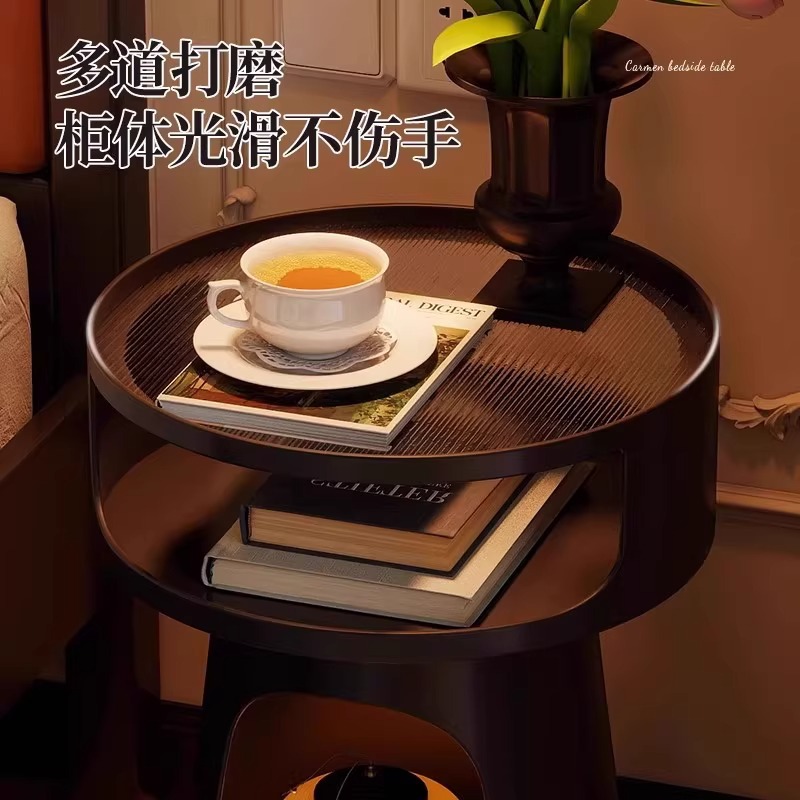 北欧レトロベッドサイドテーブル寝室シンプルベッドサイドテーブル小さなアパートソファサイドテーブル金属収納ラック猫小屋犬小屋