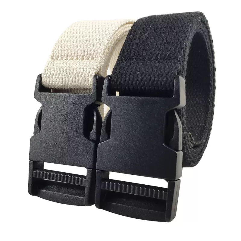 现货塑料插扣织布腰带学生纯色涤棉腰带军训户外服装无金属裤带