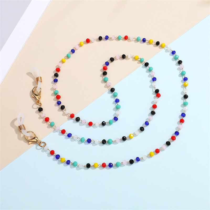 simple ethnic style color rice bead mask chain hanging neck glasses chain small beads antilost mask ropepicture1