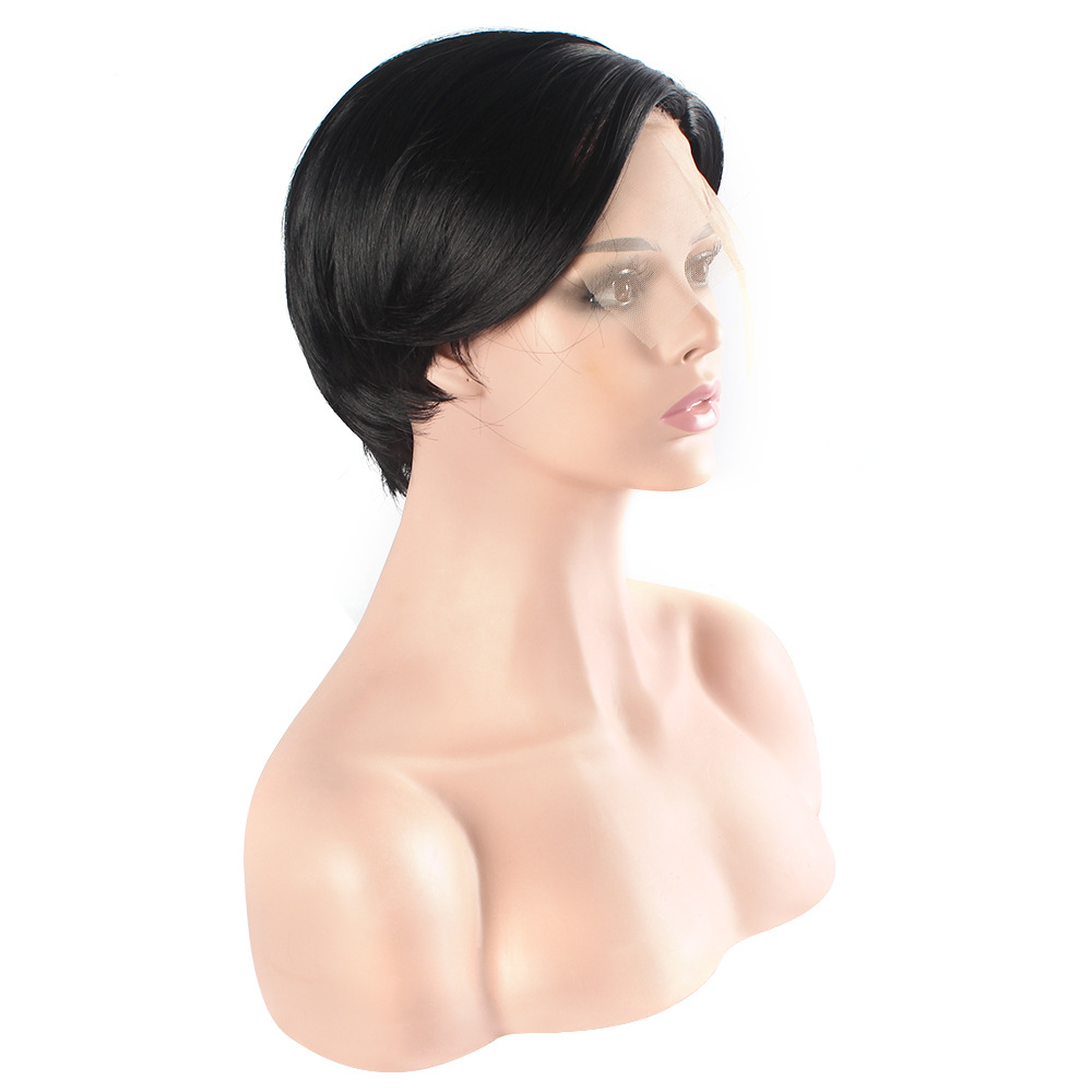 synthetische pruik voor dames Gedeeltelijk gespleten kort steil haar pluizige zijde op hoge temperatuur_voghion.com