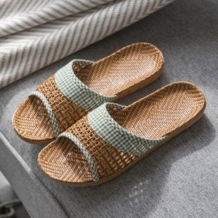 Straw Sandals Men's Summer Handmade Ethnic Style Woven Rattan Straw Slippers for Men and Women Home Indoor Non-Slip Linen Shoes
