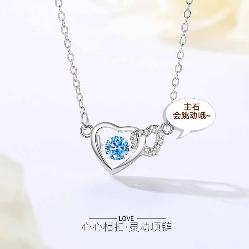 Moda S925 collar de mujer de todo fósforo collar inteligente en forma de corazón regalo qixi de mujer Cadena de clavícula de plata esterlina en forma de corazón