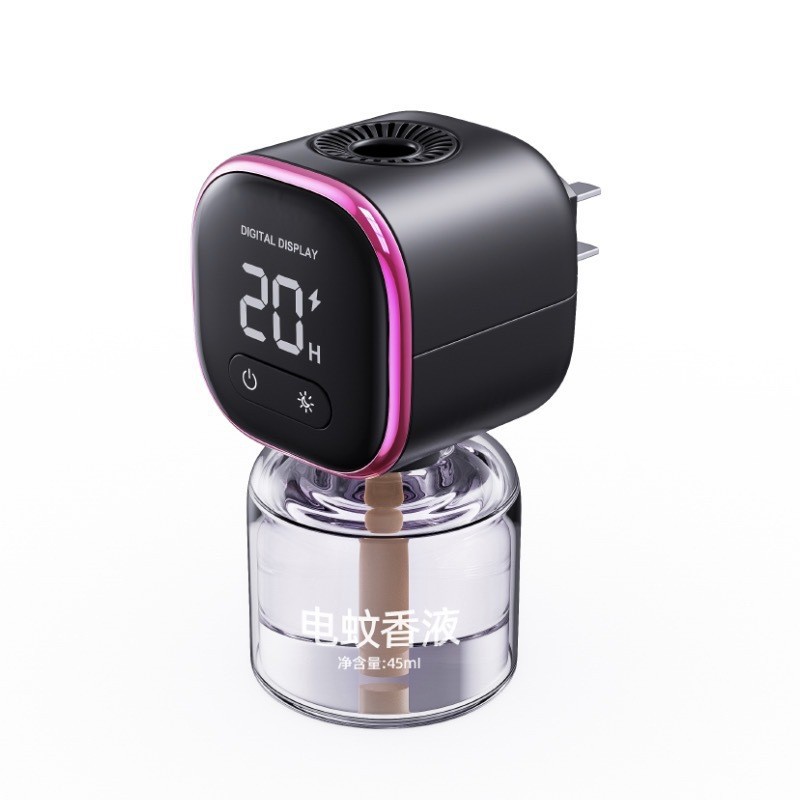 작은 사각형 스크린 디지털 디스플레이 모기 구충제 [타이밍] - 검정색과 보라색 (모기 구충제는 포함되어 있지 않음)