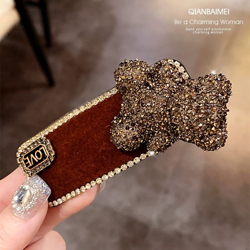 2025 New Year Bear Rhinestone Red Hairpin Women's High-end Bow BB Clip Bangs Clip Headwear 2025 New Year Bear Rhinestone Red Hairpin Women's High-end Bow BB Clip Bangs Clip Headwear