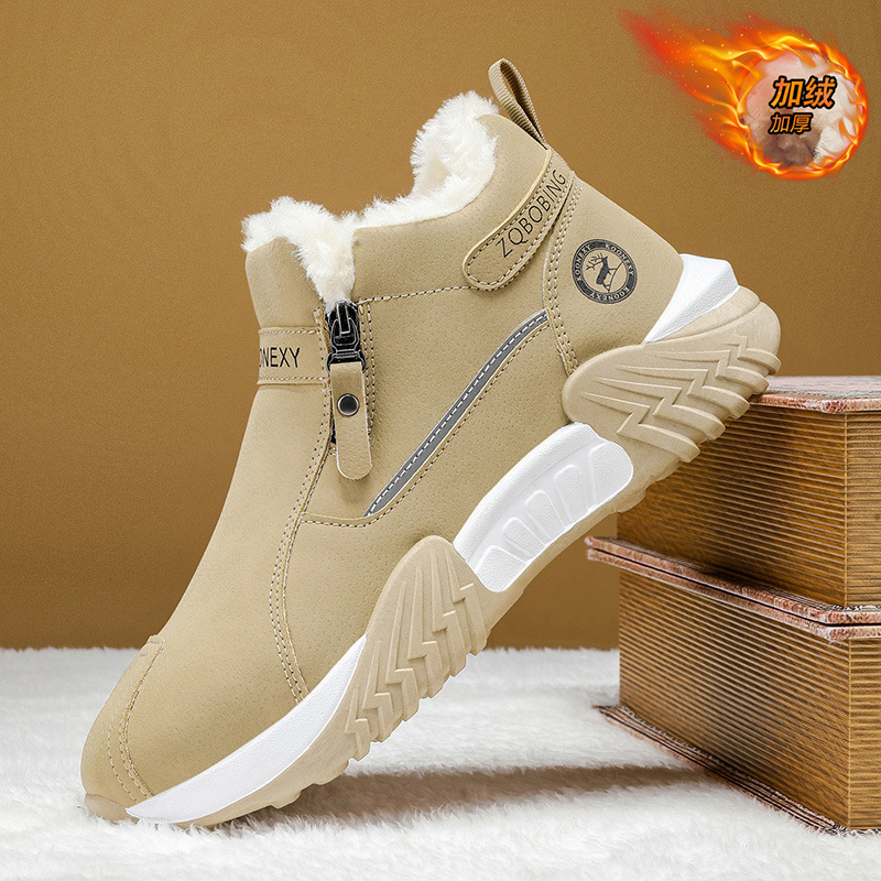 Zapatos de hombre de un pie de invierno nuevos zapatos de algodón cálidos de lana de alta altura hombres casuales deportivos cómodos zapatos de conducción de trabajo