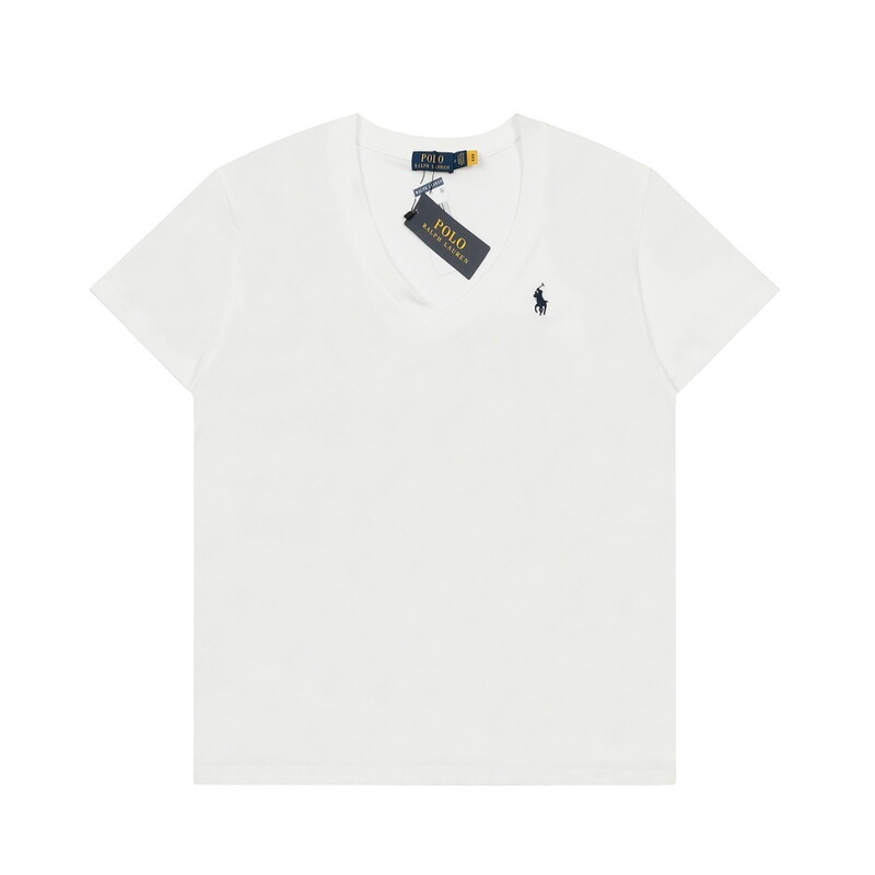 26 New Models of Rl Ralph Lauren Small Logo Versatile Women's V-Neck Classic Basic Short-Sleeve Comfortable Soft T-Shirt