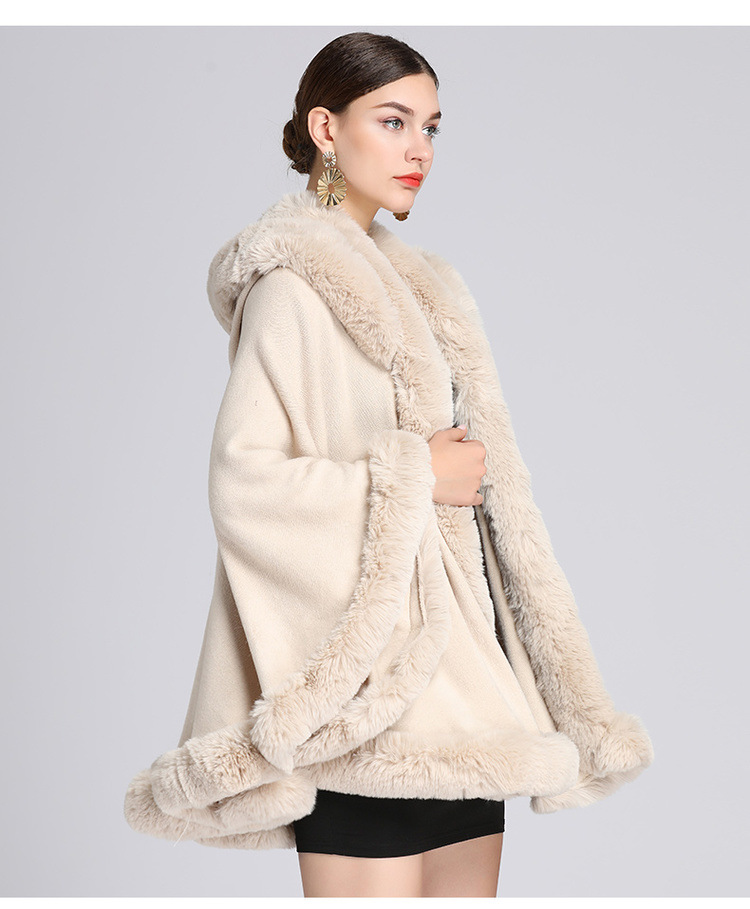 Wollkragen mit Kapuze Cape Cape Übergröße lockerer Capemantel Damen_voghion.com