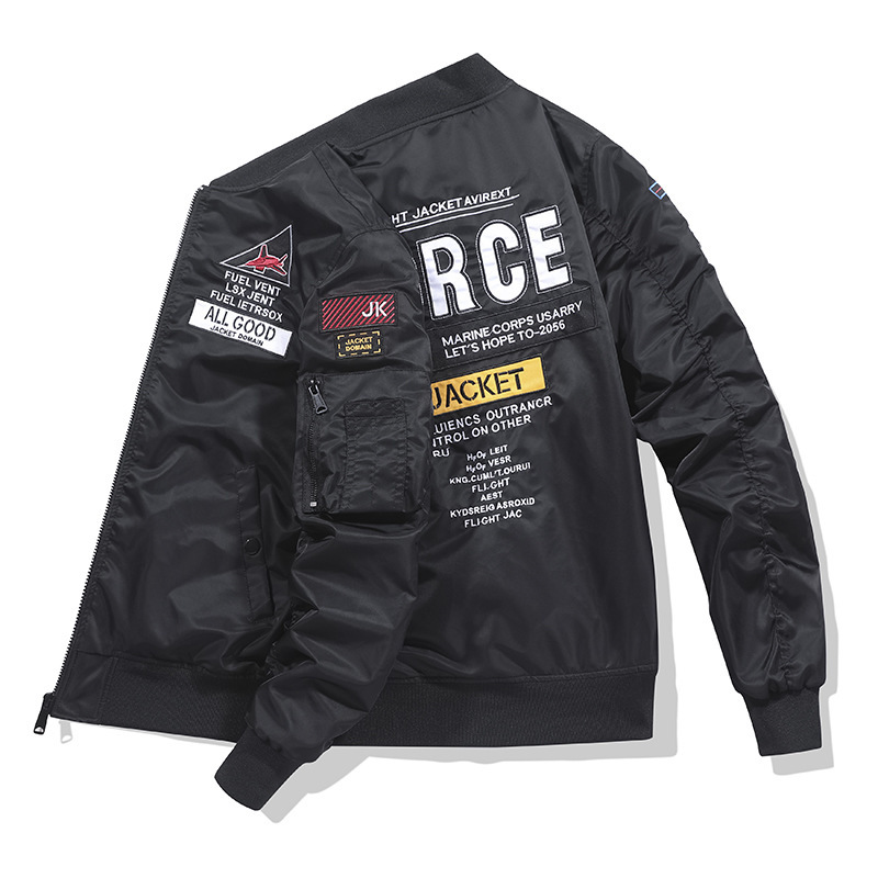 Cross-Border Flight Jacket Men's Live Broadcast [Plus Cotton/Thin] Spring & Fall Ma1 Pilot Jacket Baseball Uniform Large Size