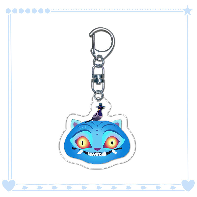 DIY プリント透明アクリルペンダントキーホルダーブルー猫周辺かわいいバッグペンダントカスタマイズされたロゴ付き|undefined
