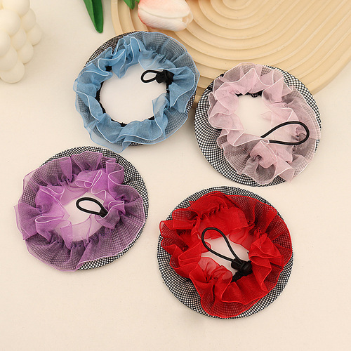 Children's dance exam hair set hair net net pocket girls head-tied balls flower bud artifact hair band hair accessories