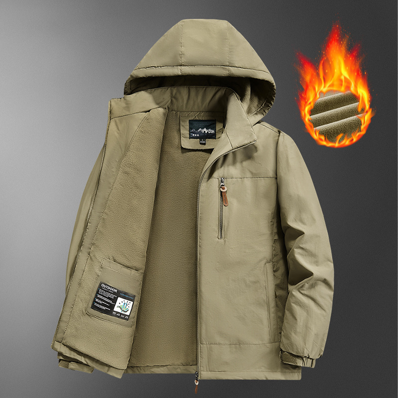 Autumn and Winter New Thickened Jacket Three-proof High-density Windproof Waterproof Charge Clothes Men's Outdoor Casual fleece-lined Jacket Trendy Autumn and Winter New Thickened Jacket Three-proof High-density Windproof Waterproof Charge Clothes Men's Outdoor Casual fleece-lined Jacket Trendy