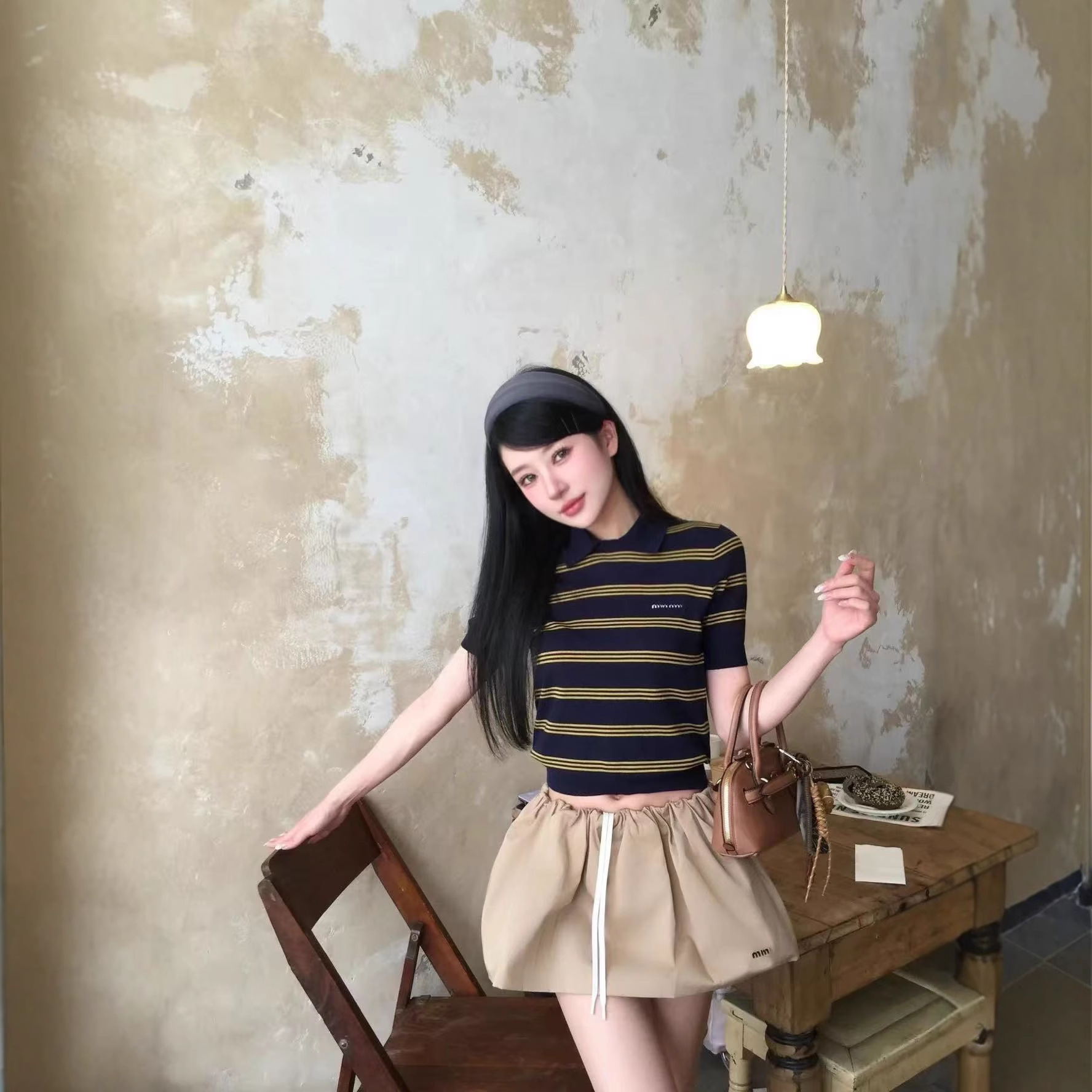 Miu's Early Autumn New In-Stock Puffy High-Waisted Elastic Waist Elegant Versatile Slimming Short Skirt for Women