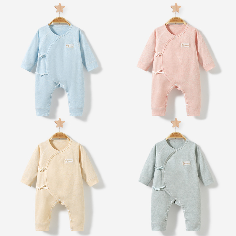 Bebé recién nacido Ropa de primavera, otoño e invierno temprano nacido puro algodón 0 caliente 3 meses de tocar fondo monje hombres y mujeres traje bebé mono image 1