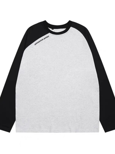 2025 New Style Long-Sleeve Collared T-Shirt with Color Block Loose Splicing for Men and Women, Fashion Model Base Top for Layering