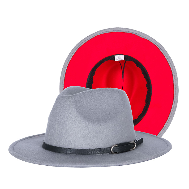 Sombrero de copa otoño e invierno europeo y americano británico contraste color moda Jazz sombrero simple popular color a juego fábrica personalización al por mayor