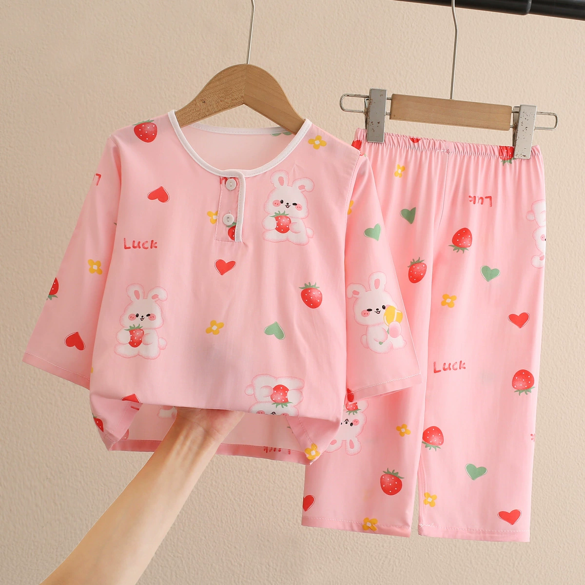 Children's summer pajama for boys — thin long-sleeve, multiple prints, sizes for heights 60–155 cm