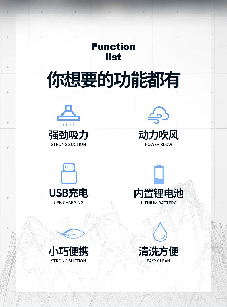 Car Vacuum Cleaner, Rechargeable Wireless Vacuum Cleaner, Dual-Purpose Dry and Wet Vacuum Cleaner for Car and Home, High-Power USB Vacuum Cleaner