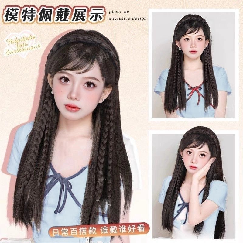 Diadema, trenza, temperamento suave para niños, cara pequeña, cabello largo, trenza retorcida, cabello simulado, accesorios para el cabello invisibles que no dejan marcas